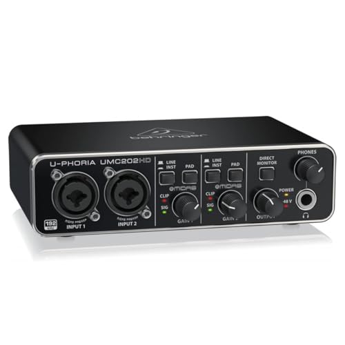 behringer بيهرينجر UMC202HD واجهة صوتية 2x2، 24-بت/192 كيلوهرتز USB مع مضخمات ميكروفون ميداس | لتسجيل الميكروفونات والآلات - Image 4