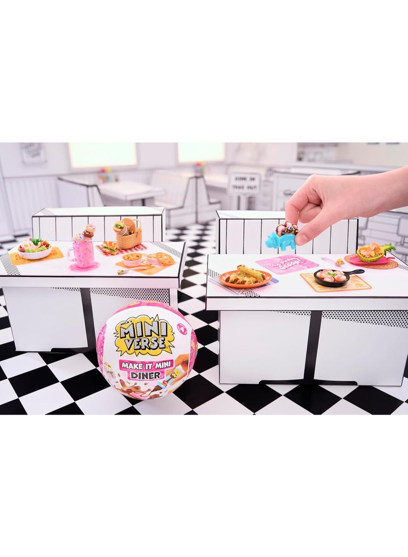 MGA's Miniverse MGA’s Miniverse Make It Mini Foods Diner Series 4 Surprise, DIY Mini Resin Snack & Dessert Replicas with Ingredients, Recipe Card, Accessories, Table Display & Blind Packaging – 8 Styles- 546825 - Image 1