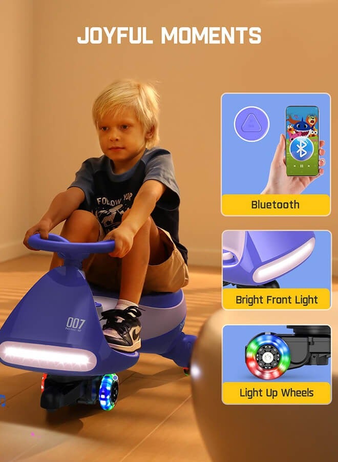 hibobi 12V N7 Pro Electric Wiggle Car with Pedal, Rechargeable Battery, 2 in 1 Swing Car, 2 Speed Ride On Toy, Anti-Rollover, Flashing Wheels, Bluetooth, for Ages 3 and Up, 150 Lbs, Pink - Image 4