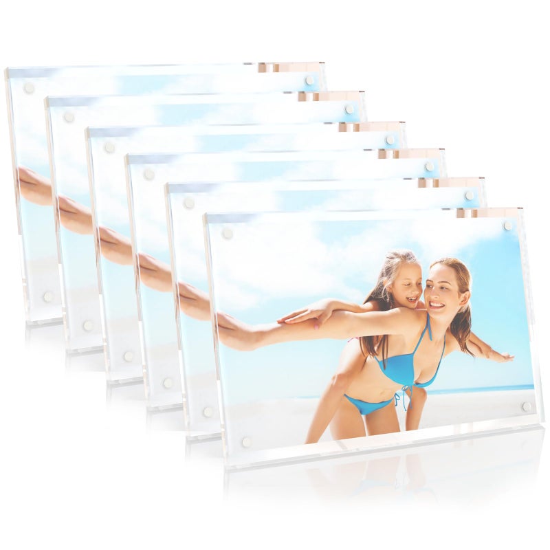 HELPLEX Picture Frames  6 Pack 5x7 inch Acrylic Picture Frame Clear 5 x 7 Photo Frames Magnetic Picture Frames Ready for Tabletop Display  Effectively Protect Photos from Fading and Yellowing - Image 1