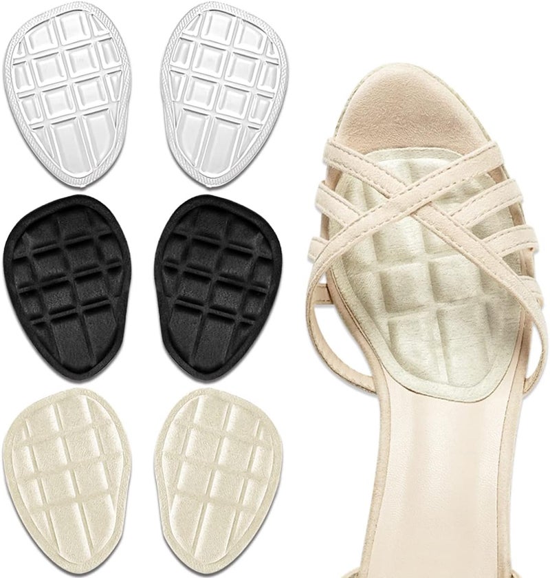 Dr.Foot Dr.Foot Ball of Foot Cushions, Metatarsal Pads, Forefoot Pads, Anti Slip Shoe Inserts for Open Toe Shoe, Shoe Pads Heel Pads for Stop Feet from Sliding Forward - 3Pairs (Multicolor)