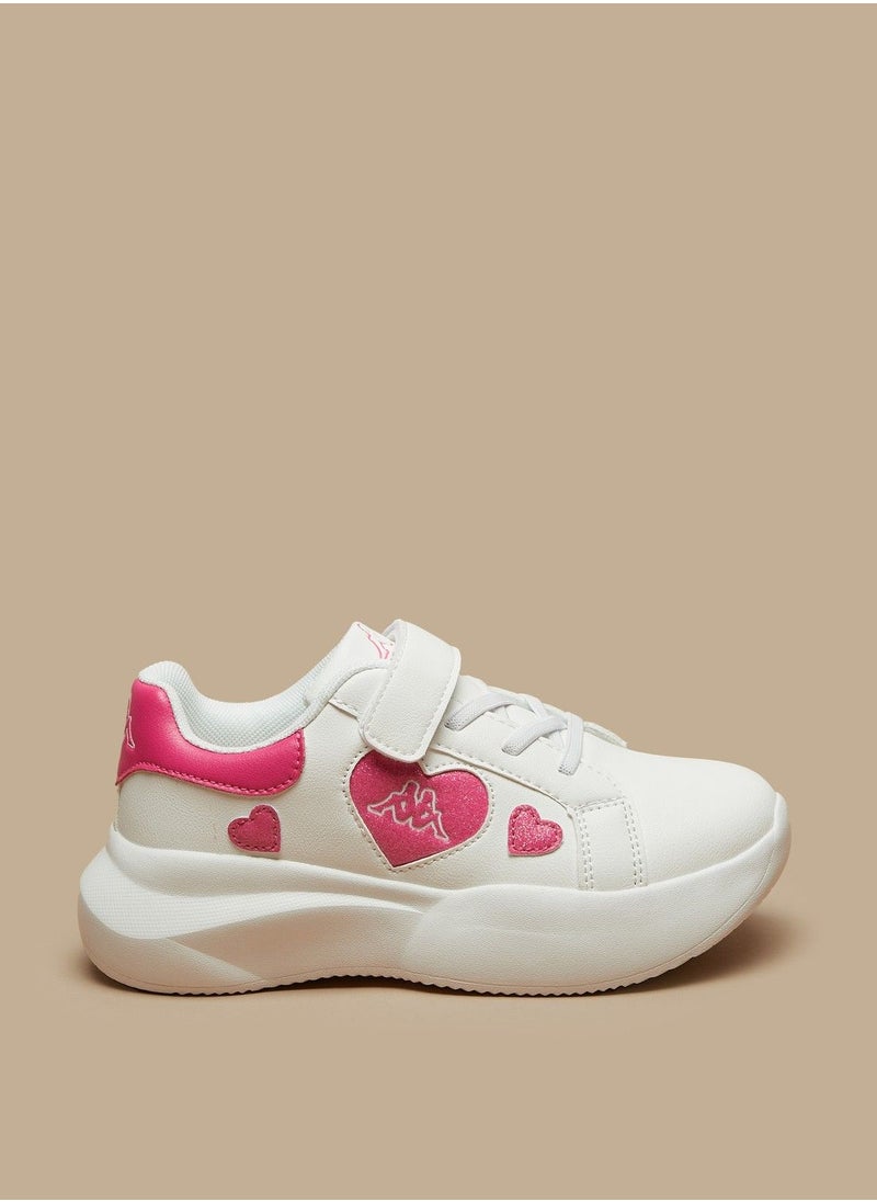 Kappa - Girls Heart Detail Sneakers with Hook and Loop Closure - Image 1