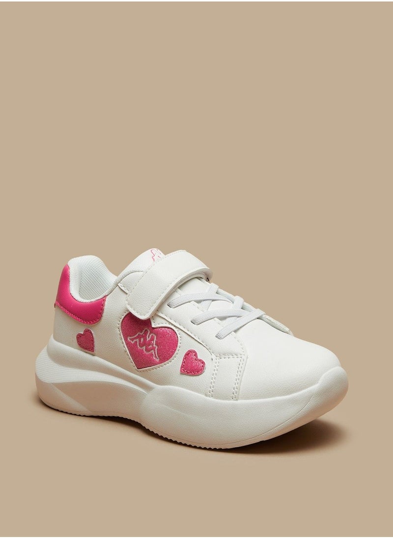 Kappa - Girls Heart Detail Sneakers with Hook and Loop Closure - Image 1