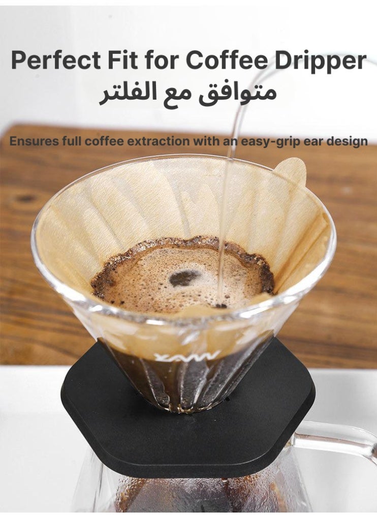 100 قطعة من فلتر القهوة V60 (المقاس 02، أبيض)، مجموعة ورق فلتر للاستخدام مرة واحدة، تكفي من 1 إلى 4 أكواب، أداة تحضير قهوة V60 مخروطية الشكل وأداة تحضير قهوة بالتنقيط - Image 5