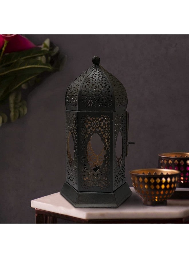 the purple tree فانوس مغربي نحاسي شجرة بنفسجية لحامل شمعة الشاي لتزيين ديوالي، أسود ماتّي - Image 4