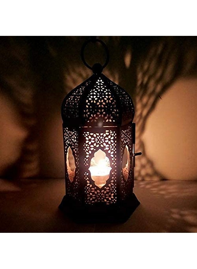 the purple tree فانوس مغربي نحاسي شجرة بنفسجية لحامل شمعة الشاي لتزيين ديوالي، أسود ماتّي - Image 3