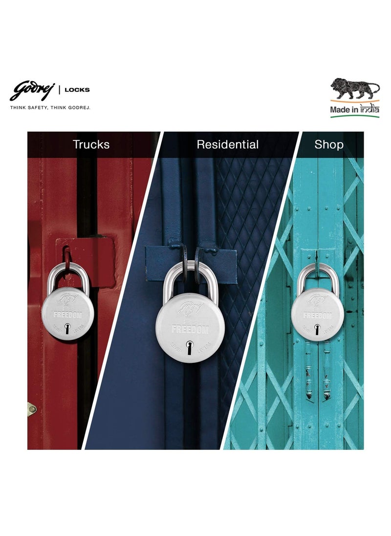 Godrej Locking Solutions and Systems Godrej Locks I Padlock 7 levers 75 mm I 3 Keys I Padlock for Main Door I Gate Lock I Lock for Tool Box Shutters Shops Offices I Strong Hardened Corrosion Resistant Shackle I Silver Finish  - Image 4