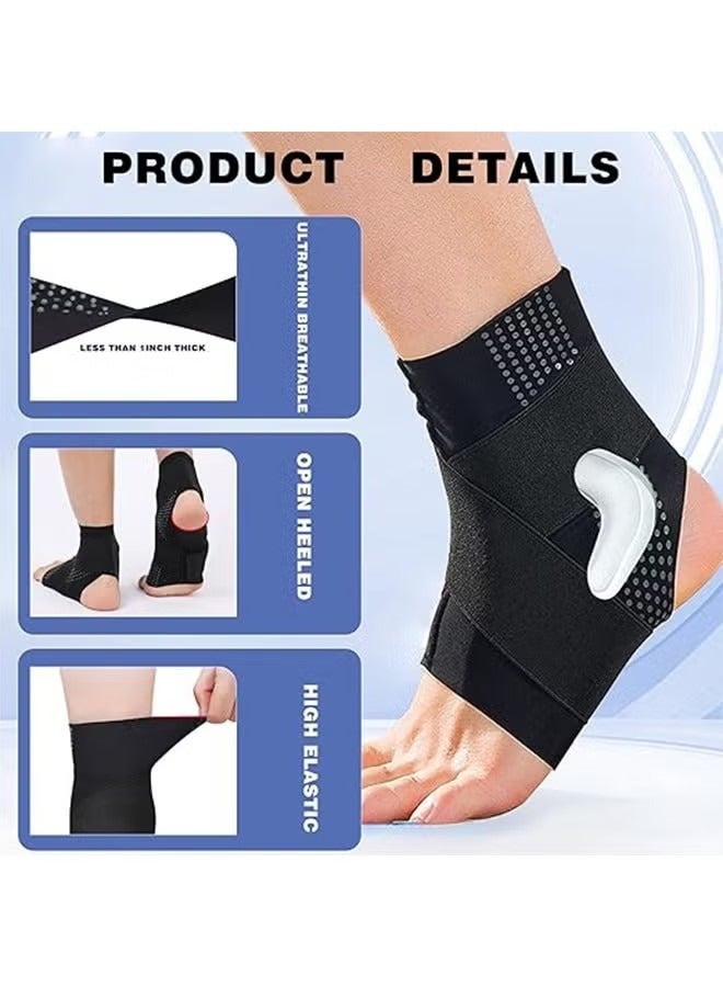 1 Pair Bandage Ankle Brace, Sleeve Ankle Support with Gel Pad, Ankle Sprain Tendonitis and Arthritis, Foot Brace Adjustable Breathable Compression Ankle Brace Ankle Support Stabilizer Wrap (black, XL) - Image 3
