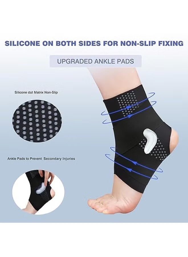 1 Pair Bandage Ankle Brace, Sleeve Ankle Support with Gel Pad, Ankle Sprain Tendonitis and Arthritis, Foot Brace Adjustable Breathable Compression Ankle Brace Ankle Support Stabilizer Wrap (black, XL) - Image 2