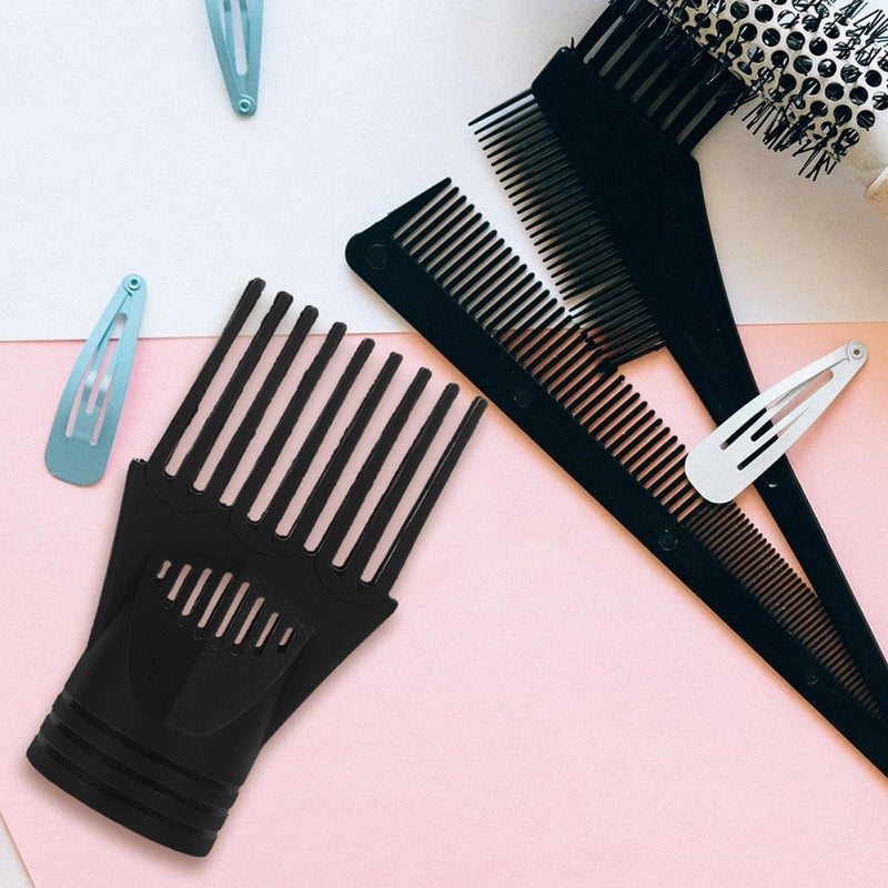 Black 6PCS Hair Dryer Nozzle Replacement Styling Comb For Home Salon - Image 5