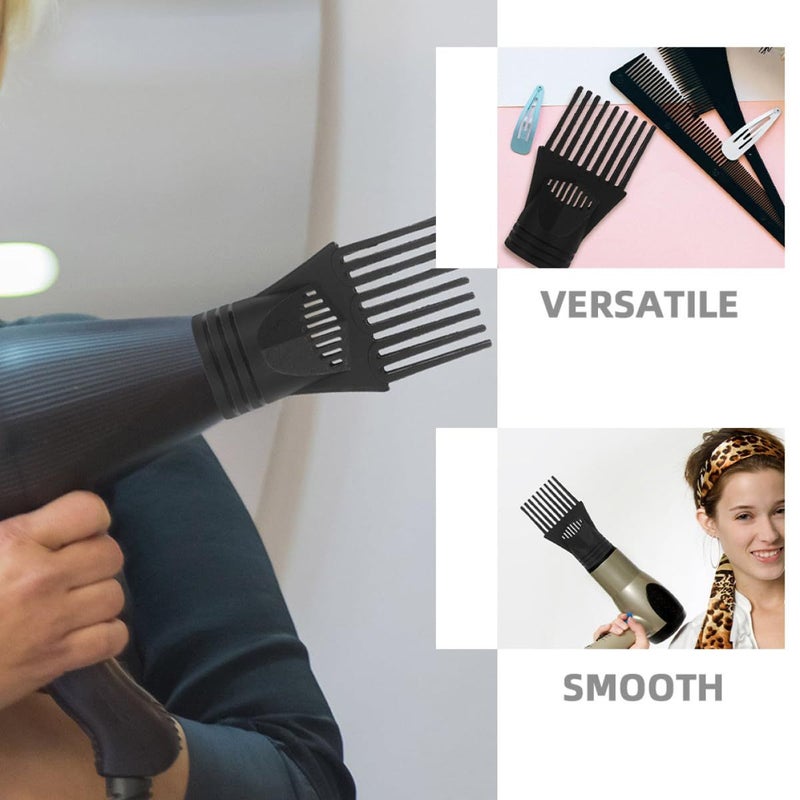 Black 6PCS Hair Dryer Nozzle Replacement Styling Comb For Home Salon - Image 4
