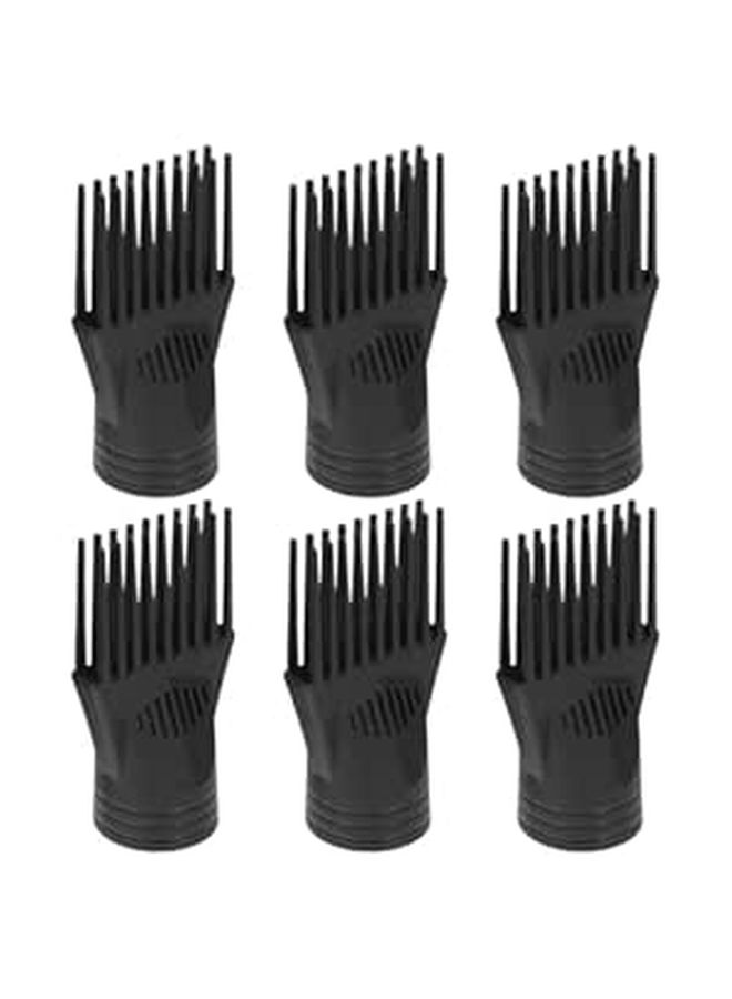 Black 6PCS Hair Dryer Nozzle Replacement Styling Comb For Home Salon - Image 1