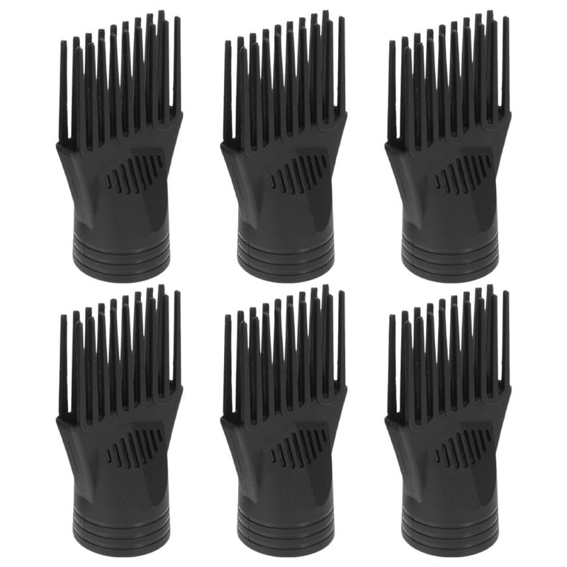 Black 6PCS Hair Dryer Nozzle Replacement Styling Comb For Home Salon - Image 2