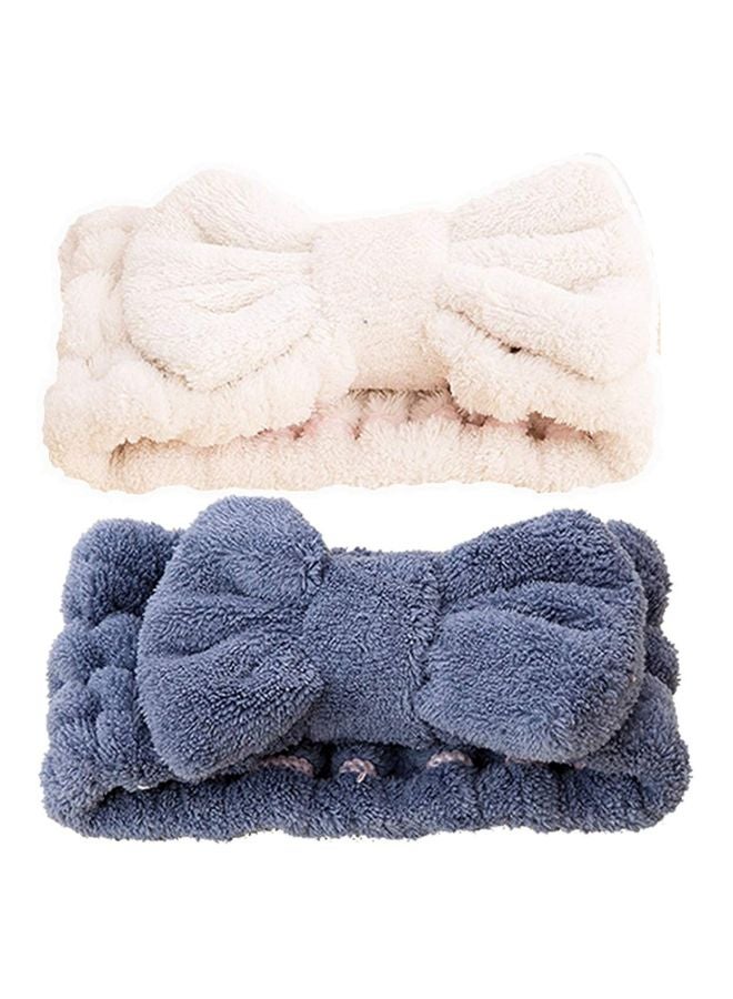 Blue and White Bow Headband Set, One Size