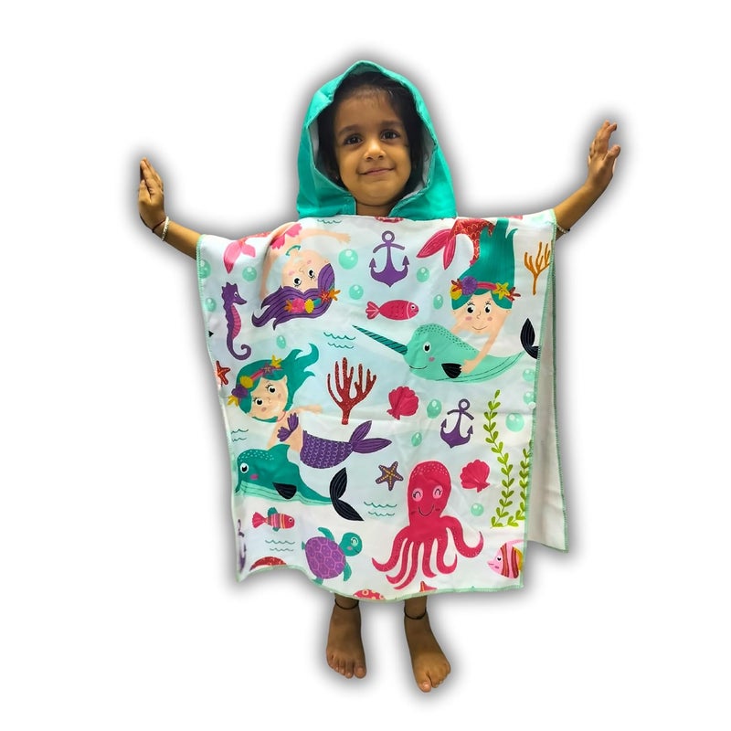 Ji and Ja Ji and Ja Kids Beach Towels with Hood Kids Bath Towels for Boys Cute Cartoon Printed Towel Microfiber Hoodie Beach Towel Pouncho Head Coverups MultiUse 17 Years Kids Ocean