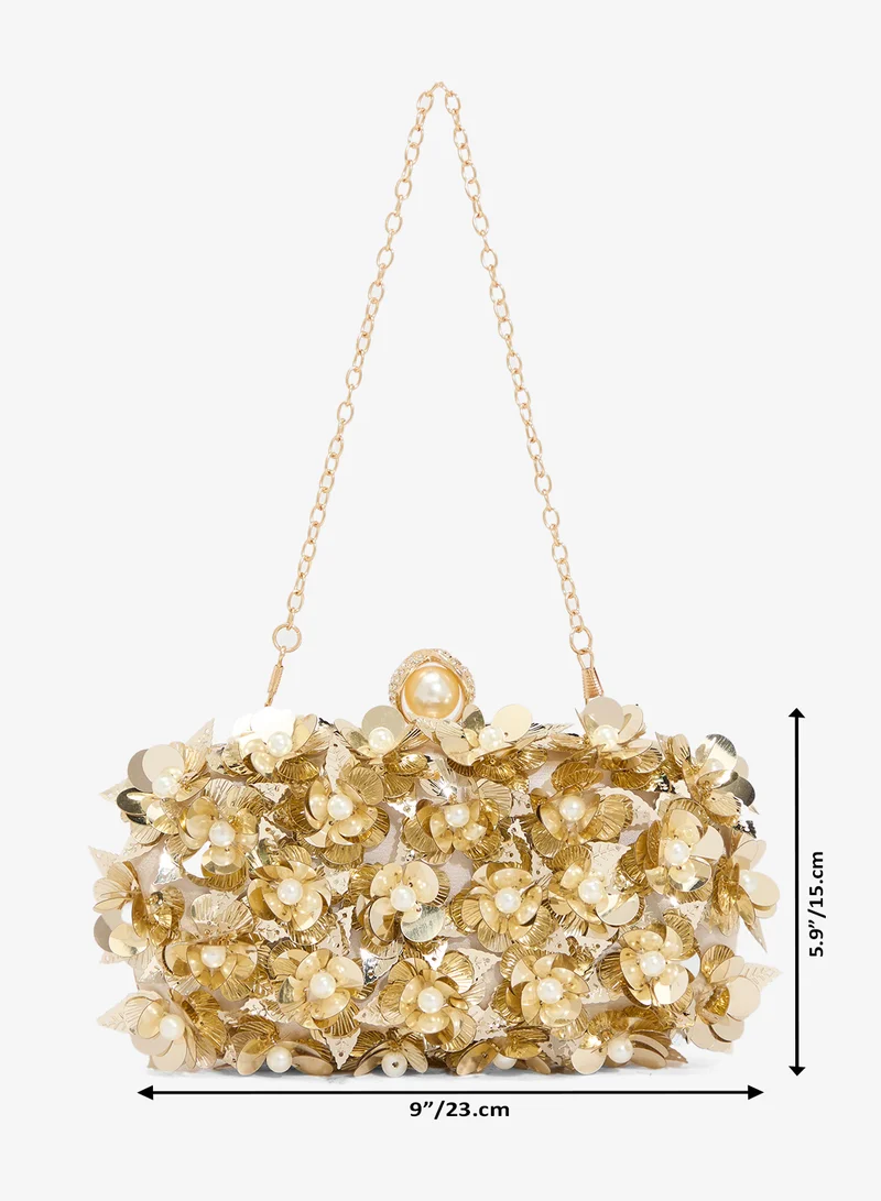 Khizana  Gold Sequin Embellished Detail Clutch for Women | Best Price UAE