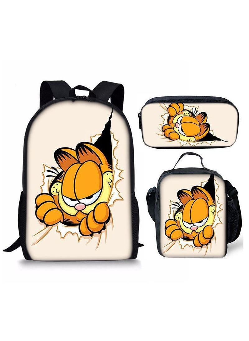 Garfield - New Style Cartoon Student Backpack Three-Piece Set 29*42*16cm - Image 1