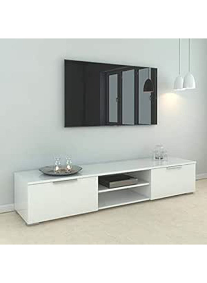 Generic - طاولة تلفاز مع أدراج ورفوف 33.10 × 172.7 × 39.9 سم، أبيض - Image 1