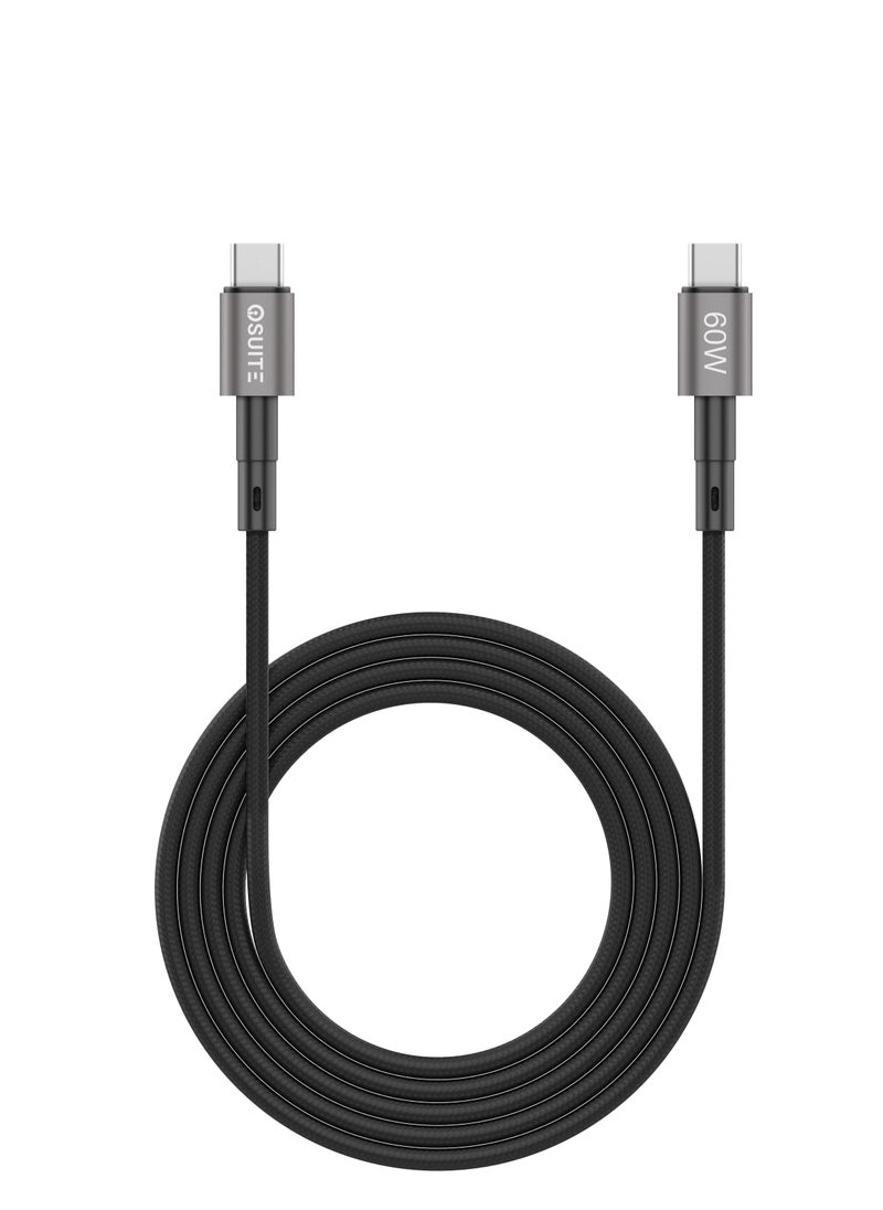 iOsuite iOsuite Aluminum  Alloy (USB-C) TO (USB-C) Magnetic Braided Nylon Cable - 60W - 1.2M - Black - DC62A  - Image 3