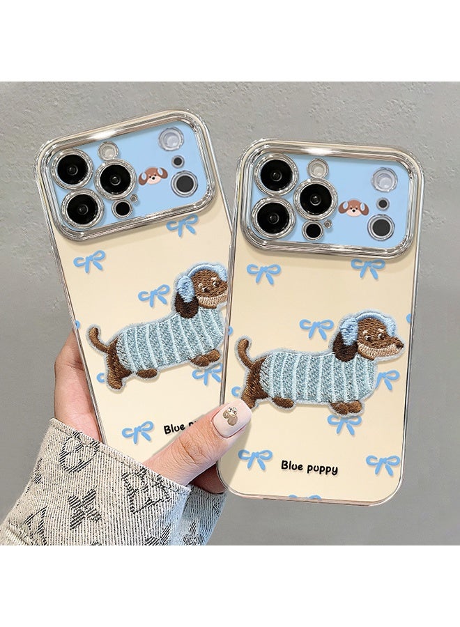 Wffo Compatible with iPhone 17 Pro Max Case - Embroidered Puppy Phone Case - Music Puppy Phone Case - TPU Drop Protection - With Lanyard - Image 4