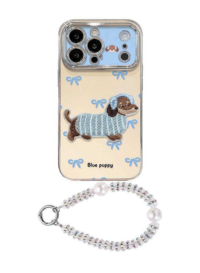 Wffo Compatible with iPhone 17 Pro Max Case - Embroidered Puppy Phone Case - Music Puppy Phone Case - TPU Drop Protection - With Lanyard - Image 2