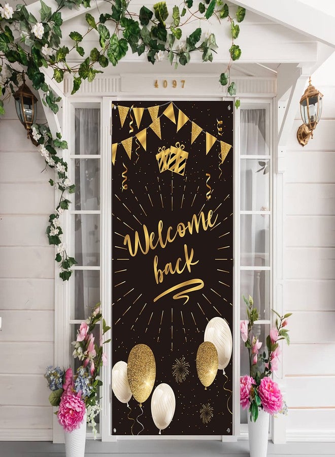 INNORU Welcome Back Door Banner Decoration, Homecoing Returning Party Large Door Cover Decor, Back Home, Retirement Party Photo Booth Backdrop Background Supplies - Image 1