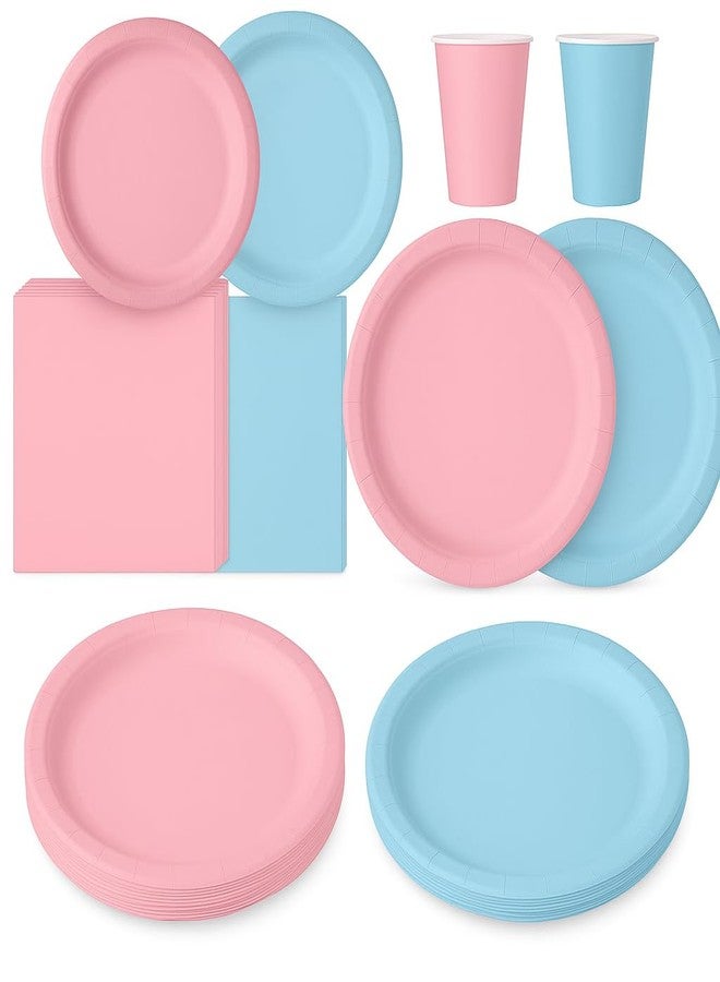 Oojami Gender Reveal Party Pack - Disposable Dinner Plates, Dessert Plates, Cups & Napkins - Pink & Blue, 50 Count - Image 1
