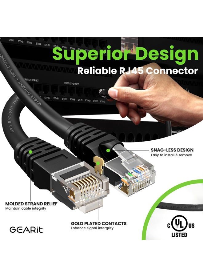 GearIT Cat 6 Ethernet Cable Pack - 24-Pack 0.5 ft Cat6 Ethernet Patch Cables | RJ45 Network Patch Cable, 10 Gbps Snagless Gold-Plated Connectors - Ethernet Cable Cat 6 for PC, TV, Router - Black - Image 4