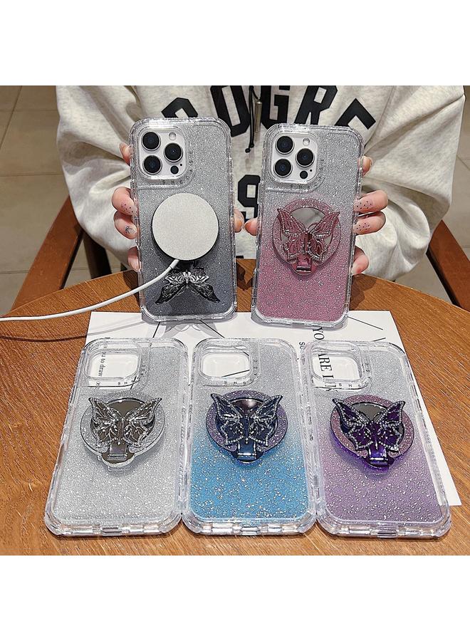 Zaboon Case For iPhone 11 Pro Max Mirror Butterfly Holder Glitterr MagSafe Phone Case - Image 2