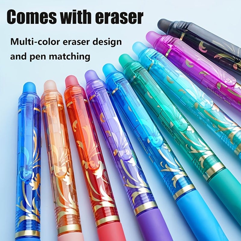 Sky Blue 12pcs Erasable Gel Pens Set Fine Point 0.5mm Soft Grip Washable Stationery - Image 1