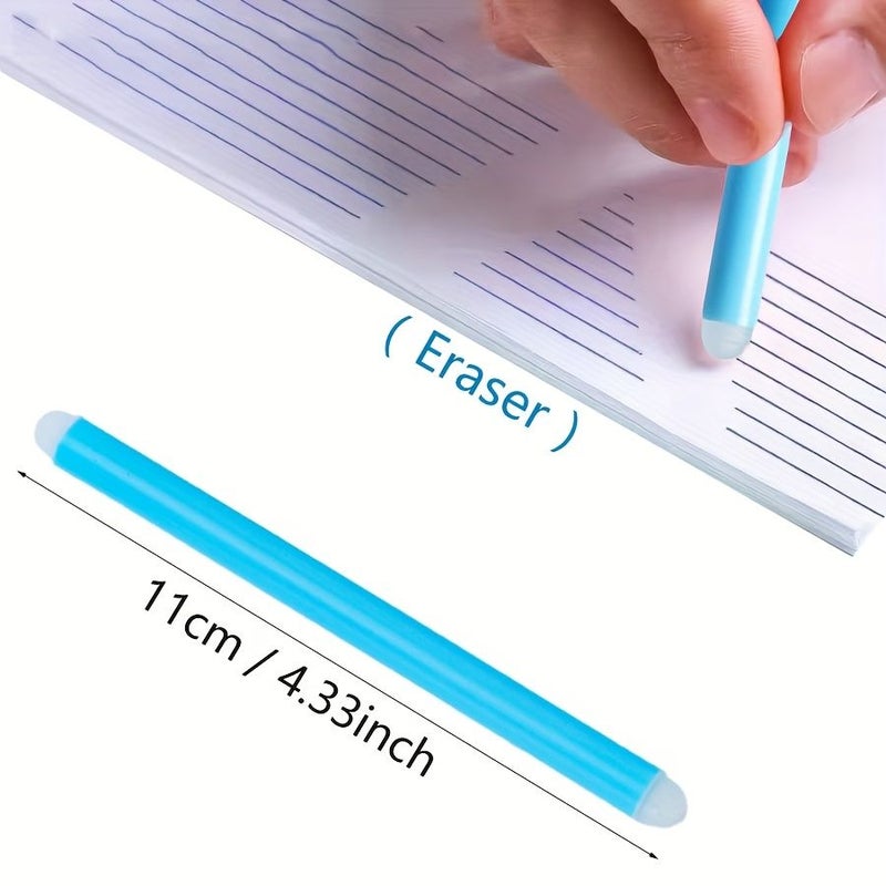 Sky Blue 12pcs Erasable Gel Pens Set Fine Point 0.5mm Soft Grip Washable Stationery - Image 4