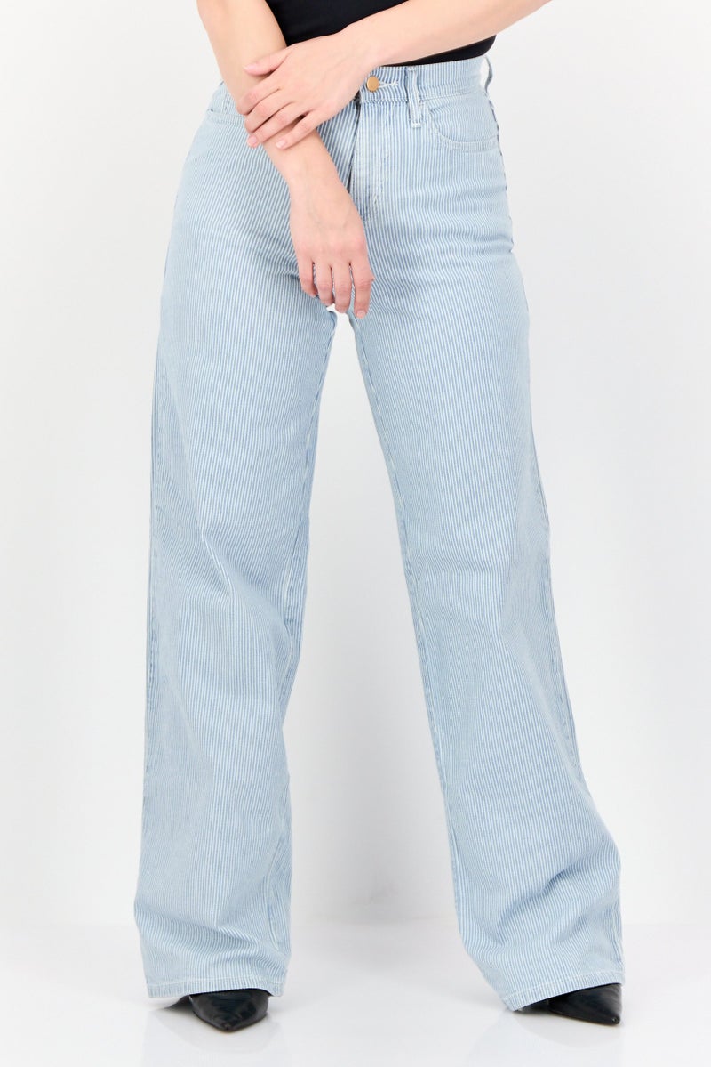 Universal Thread جينز نسائي بقصة عادية وساق واسعة بطول داخلي طويل، متعدد الألوان - Image 1