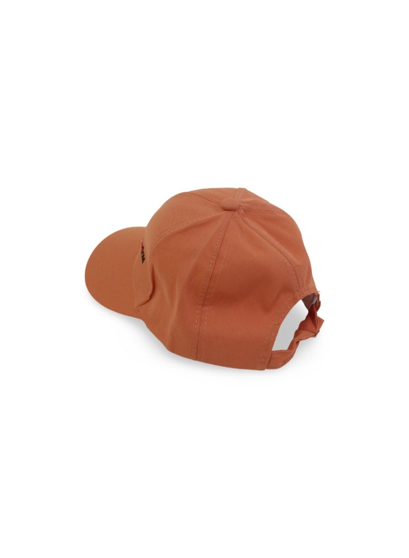 Fancy Girls Cotton Cap – Orange with Heart Design - Image 2