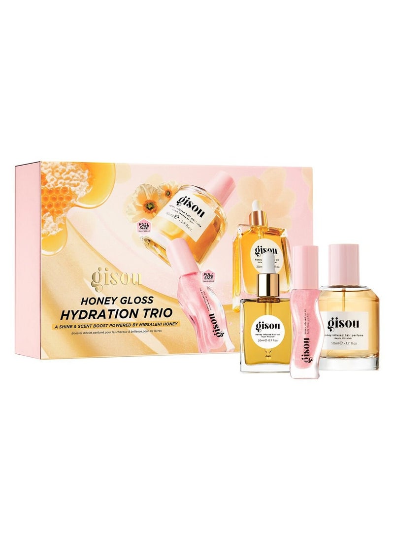 Gisou GISOU Honey Gloss Hydration Trio Set 78ml – Nourishing Hair & Lip Care  - Image 1