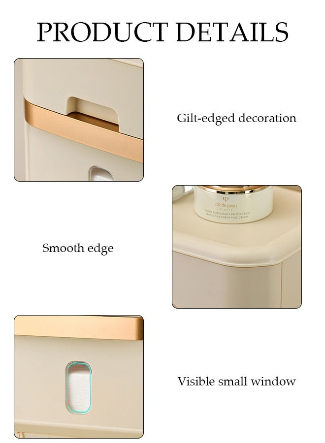 DUNISO Wall-Mounted Tissue Box,Non Punched Paper Box，Waterproof and Moisture-proof Tissue Cover Top Storage or Phone Holder，for Bathroom Kitchen Living Room Bedroom Office，Beige Gold  - Image 3
