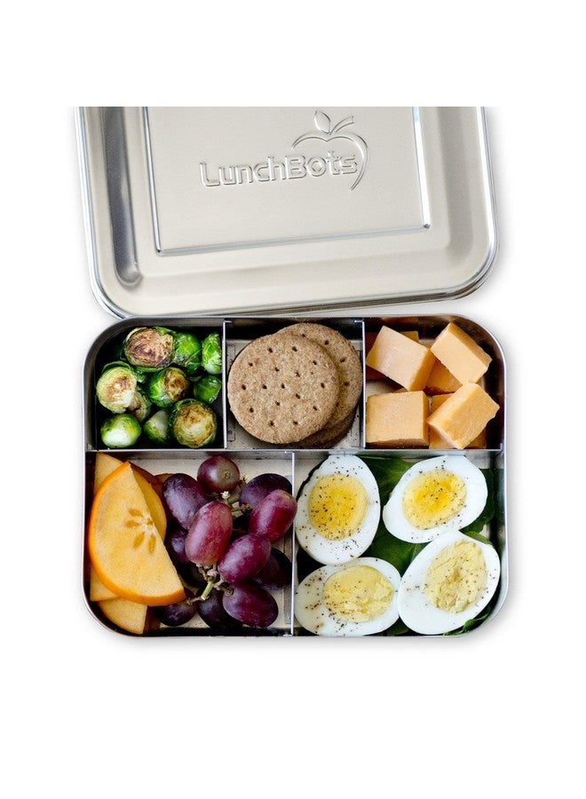 لانش بوتس حاوية غداء كبيرة من الفولاذ المقاوم للصدأ من LunchBots Cinco - تصميم بخمسة أقسام يحمل مجموعة متنوعة من الأطعمة - صندوق بينتو معدني - آمن للاستخدام في غسالة الأطباق - غطاء من الفولاذ المقاوم للصدأ - من الفولاذ المقاوم للصدأ - Image 4