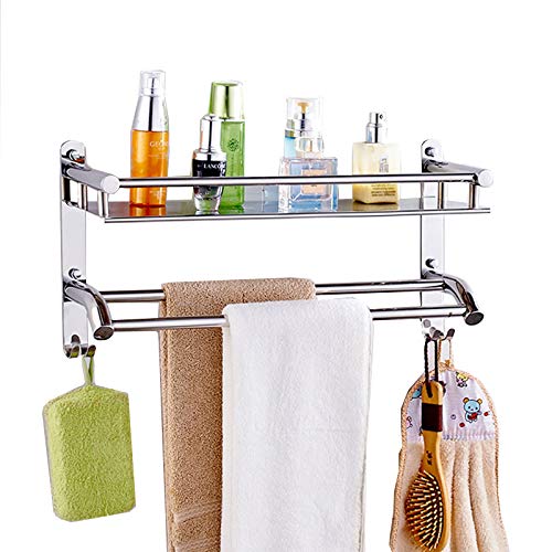 HANDY Heavy Duty Stainless Steel Bathroom Shelf, 1 Layer Stainless Steel Shower Shelves with Towel Bar Wall Mounted Bathroom Accessories, Shower Storage 1 Layer Shelf 16 X 5 X 9 INCH - Image 1