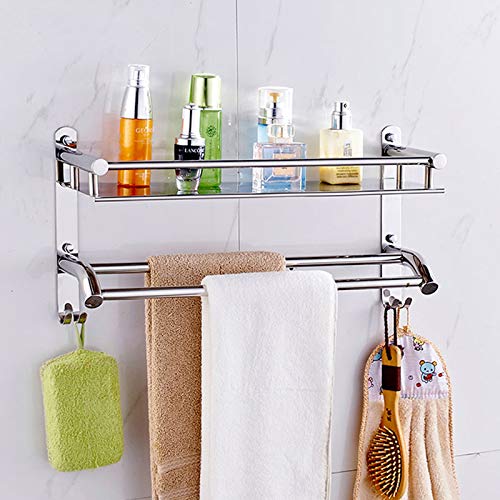 HANDY Heavy Duty Stainless Steel Bathroom Shelf, 1 Layer Stainless Steel Shower Shelves with Towel Bar Wall Mounted Bathroom Accessories, Shower Storage 1 Layer Shelf 16 X 5 X 9 INCH - Image 2