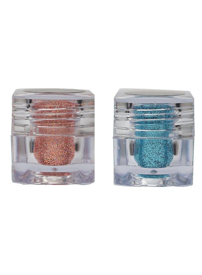 Veoni BELLE Set of 2 Professional Glitter Eyeshadow Metallic Loose Powder Pigment 5gm Each (Peach & Turquoise) - Image 1