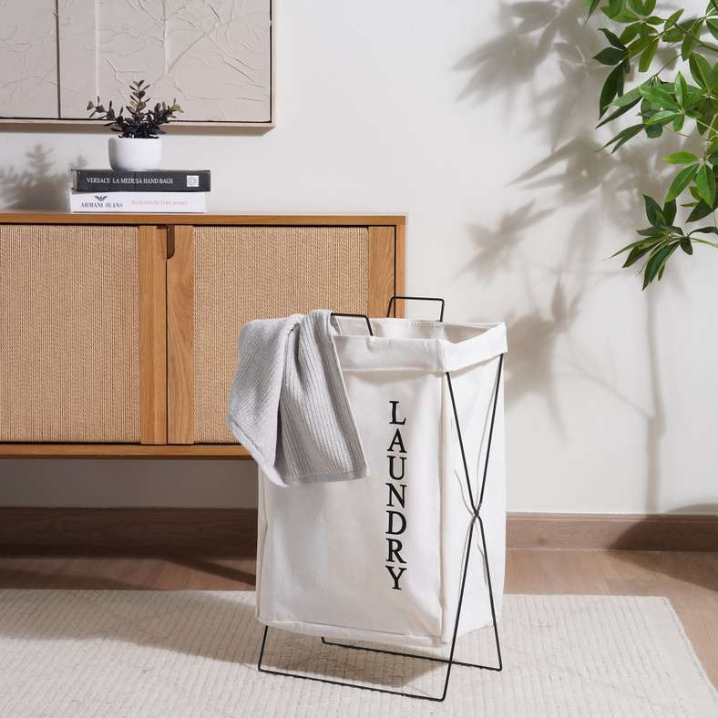 Nola Laundry Hamper 35x25x48cm - White