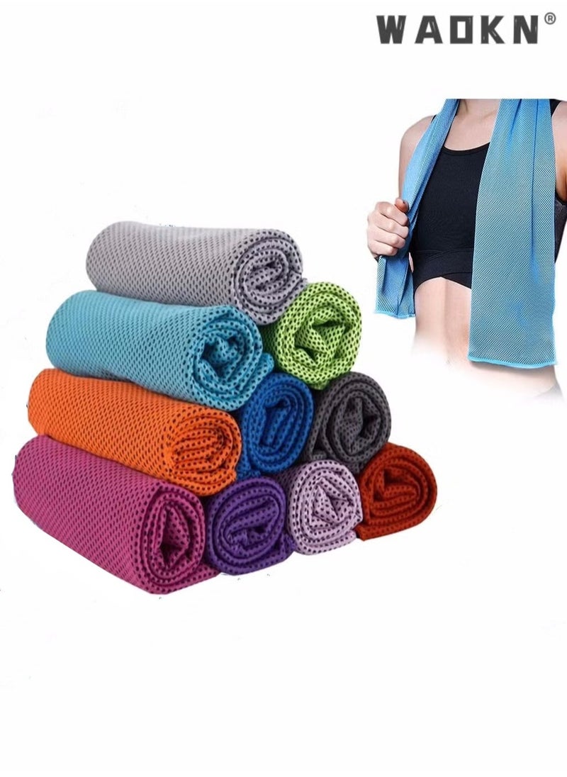 WAOKN Cooling Towels, 10 Pack Ice Towel, Mesh Cooling Towel, Soft Breathable Chilly Towel, Ice Towel for Neck, Microfiber Towel, for Yoga, Golf, Sport, Running, Gym, Workout, Camping, Fitness, 30 * 80 cm  - Image 1