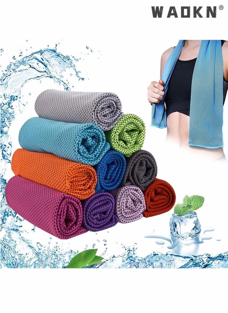 WAOKN Cooling Towels, 10 Pack Ice Towel, Mesh Cooling Towel, Soft Breathable Chilly Towel, Ice Towel for Neck, Microfiber Towel, for Yoga, Golf, Sport, Running, Gym, Workout, Camping, Fitness, 30 * 80 cm  - Image 1