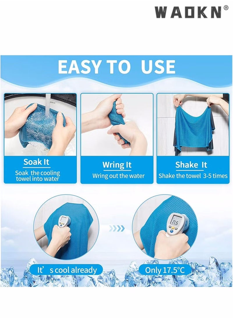 WAOKN Cooling Towels, 10 Pack Ice Towel, Mesh Cooling Towel, Soft Breathable Chilly Towel, Ice Towel for Neck, Microfiber Towel, for Yoga, Golf, Sport, Running, Gym, Workout, Camping, Fitness, 30 * 80 cm  - Image 3