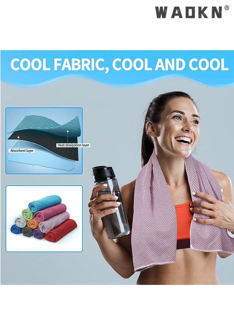 WAOKN Cooling Towels, 10 Pack Ice Towel, Mesh Cooling Towel, Soft Breathable Chilly Towel, Ice Towel for Neck, Microfiber Towel, for Yoga, Golf, Sport, Running, Gym, Workout, Camping, Fitness, 30 * 80 cm  - Image 4