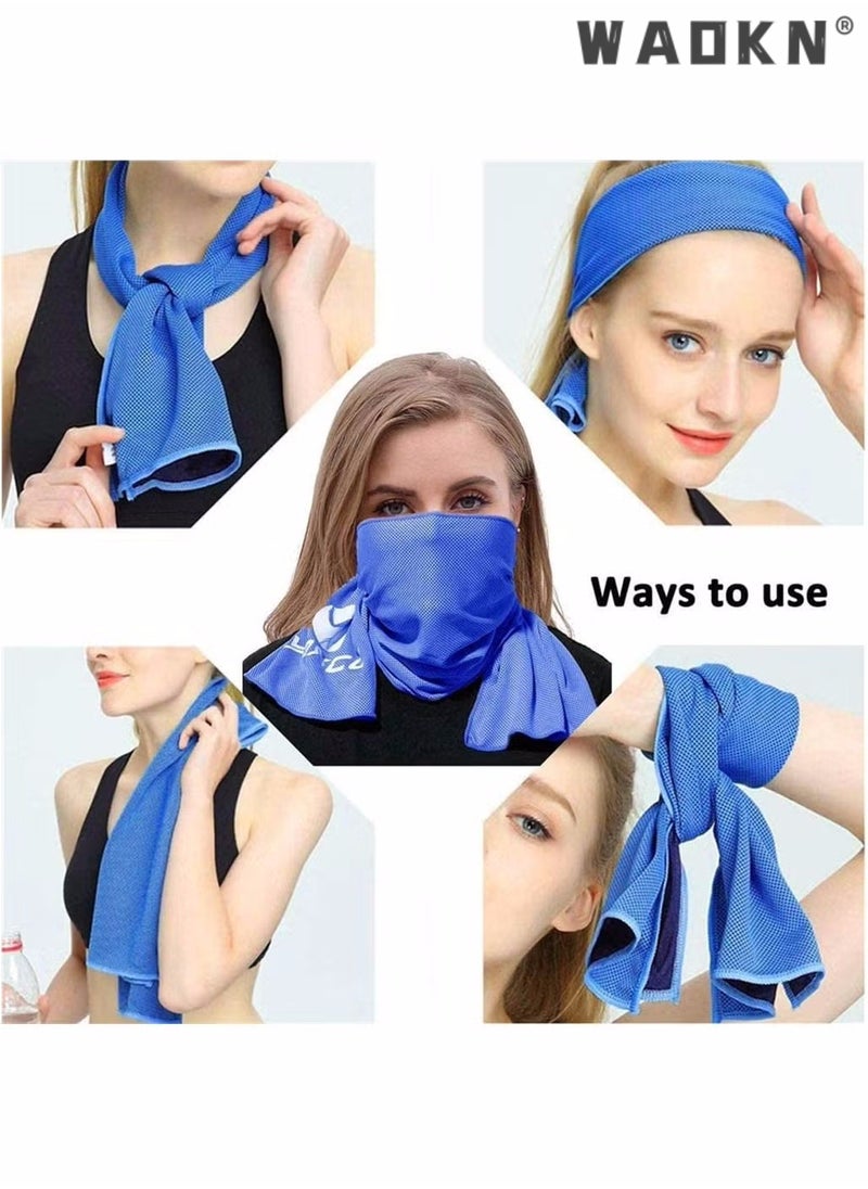 WAOKN Cooling Towels, 10 Pack Ice Towel, Mesh Cooling Towel, Soft Breathable Chilly Towel, Ice Towel for Neck, Microfiber Towel, for Yoga, Golf, Sport, Running, Gym, Workout, Camping, Fitness, 30 * 80 cm  - Image 2