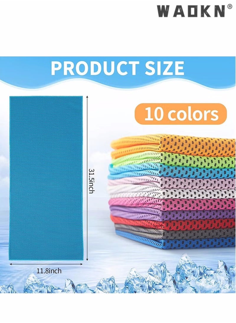 WAOKN Cooling Towels, 10 Pack Ice Towel, Mesh Cooling Towel, Soft Breathable Chilly Towel, Ice Towel for Neck, Microfiber Towel, for Yoga, Golf, Sport, Running, Gym, Workout, Camping, Fitness, 30 * 80 cm  - Image 5