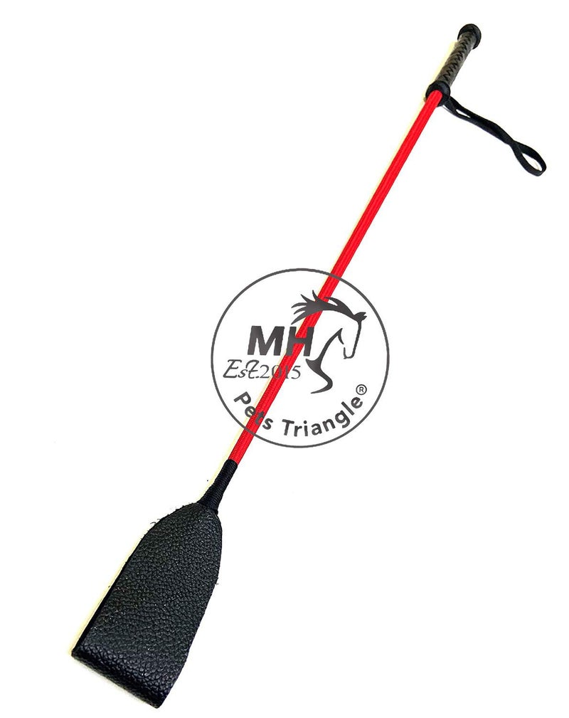 PETS TRIANGLE 25" Leather Riding Crop Horse Stick (Unbreakable Whip) Red & Black (Whip Master), All Life Stages - Image 1