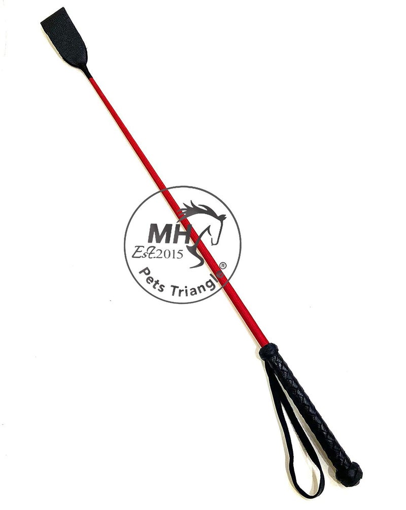 PETS TRIANGLE 25" Leather Riding Crop Horse Stick (Unbreakable Whip) Red & Black (Whip Master), All Life Stages - Image 3