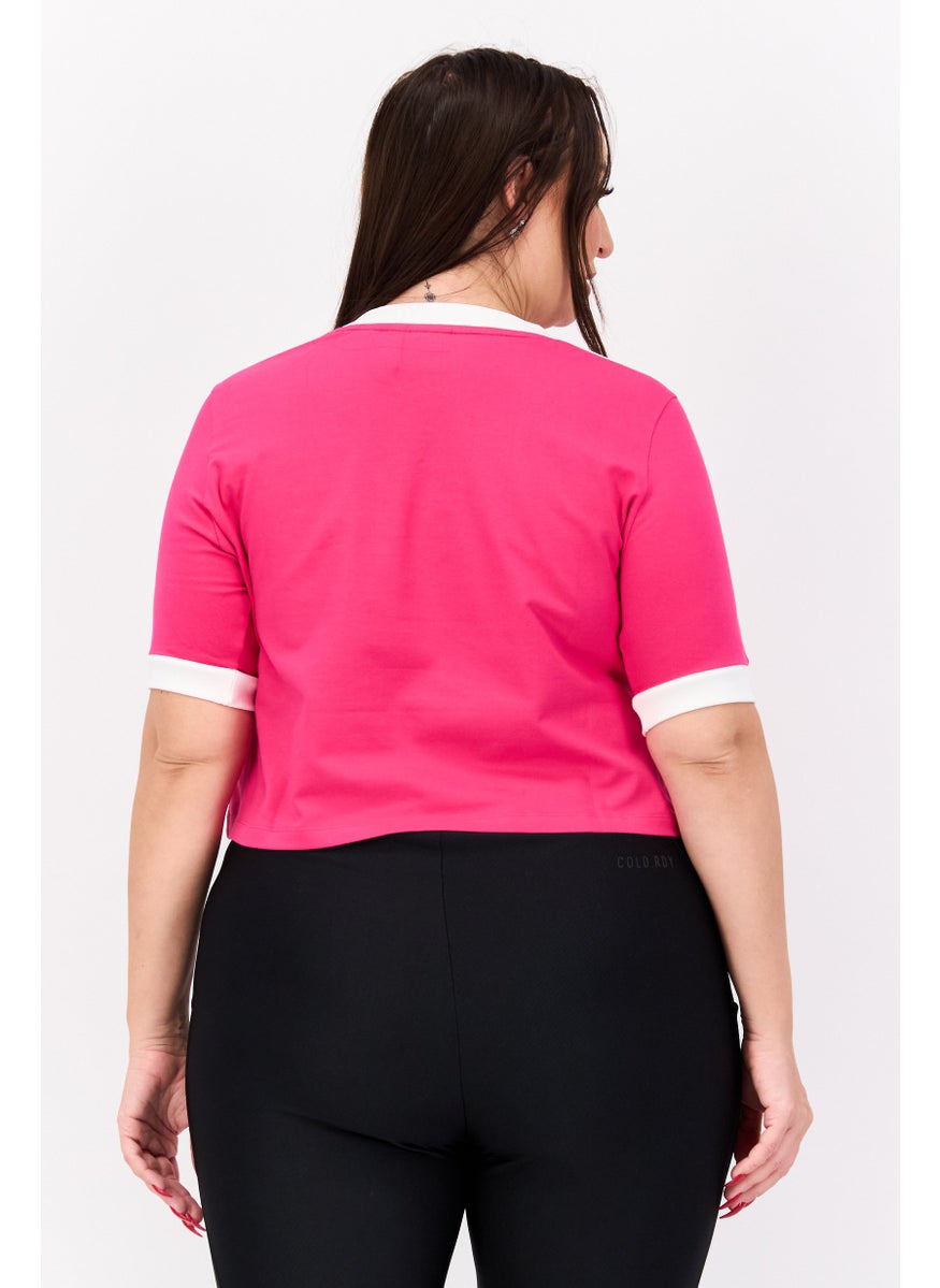 adidas Originals Women Plus Size Short Sleeve Training Top, Pink  - Image 3