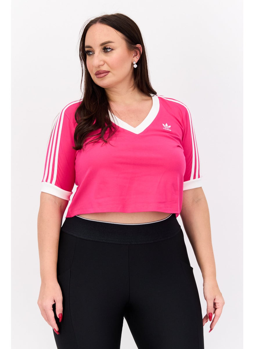 adidas Originals Women Plus Size Short Sleeve Training Top, Pink  - Image 1